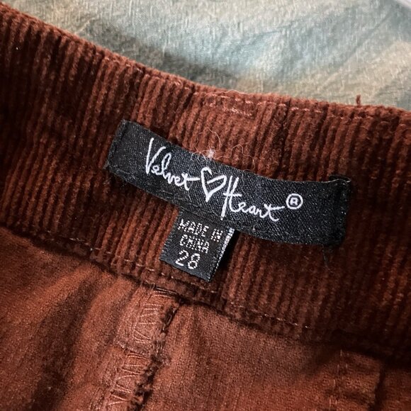 Velvet Heart Alyx Toffee Pants Womens 28 Brown Corduroy Cropped Wide Leg - Picture 6 of 13